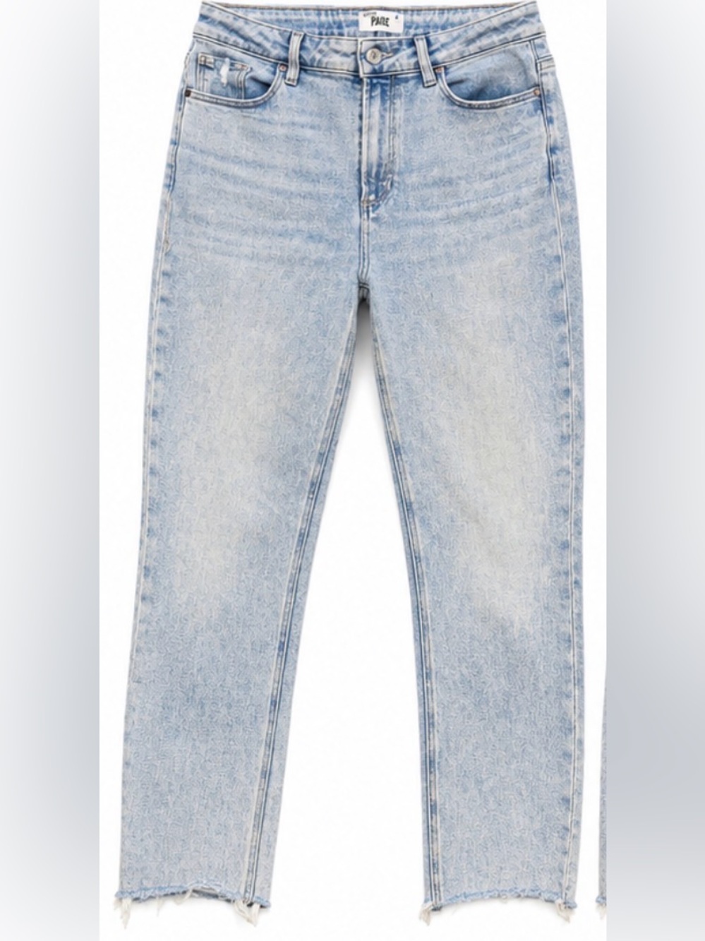 PAIGE Hoxton Slim High Rise Distressed Raw Hem Jeans Size 31